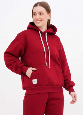 Худі унісекс на флісі бордового кольору